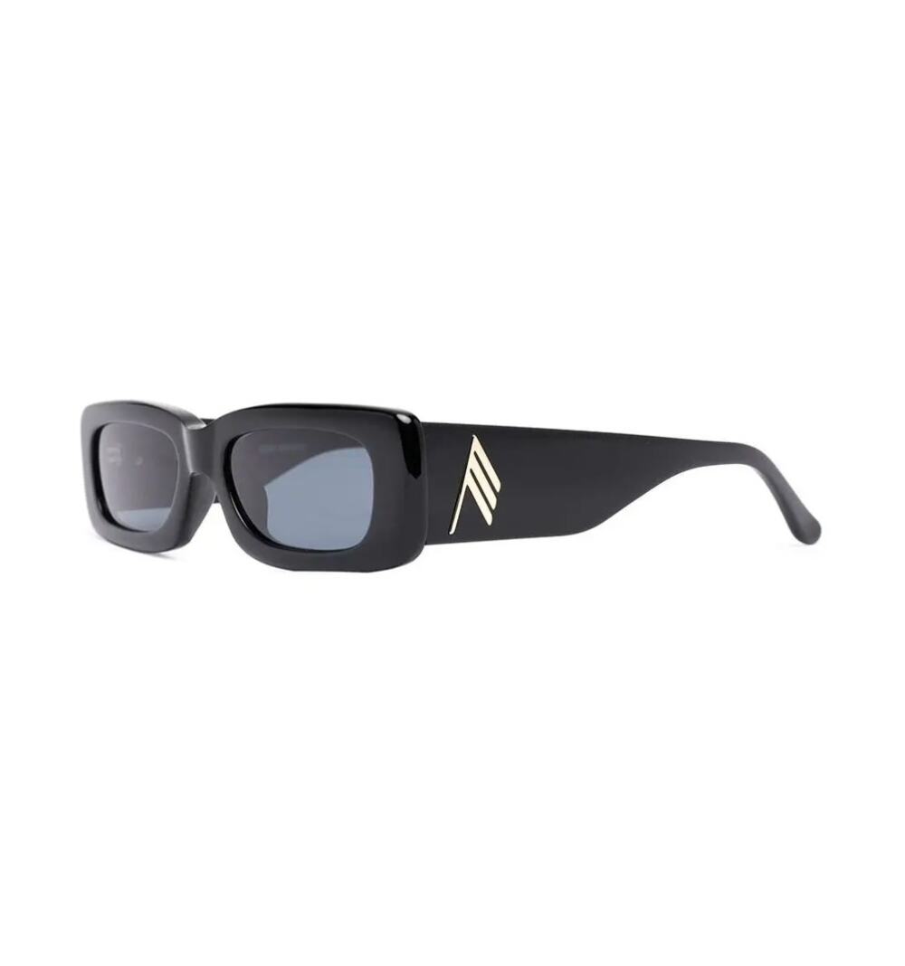Linda Farrow x The Attico Rectangular Black Sunglasses